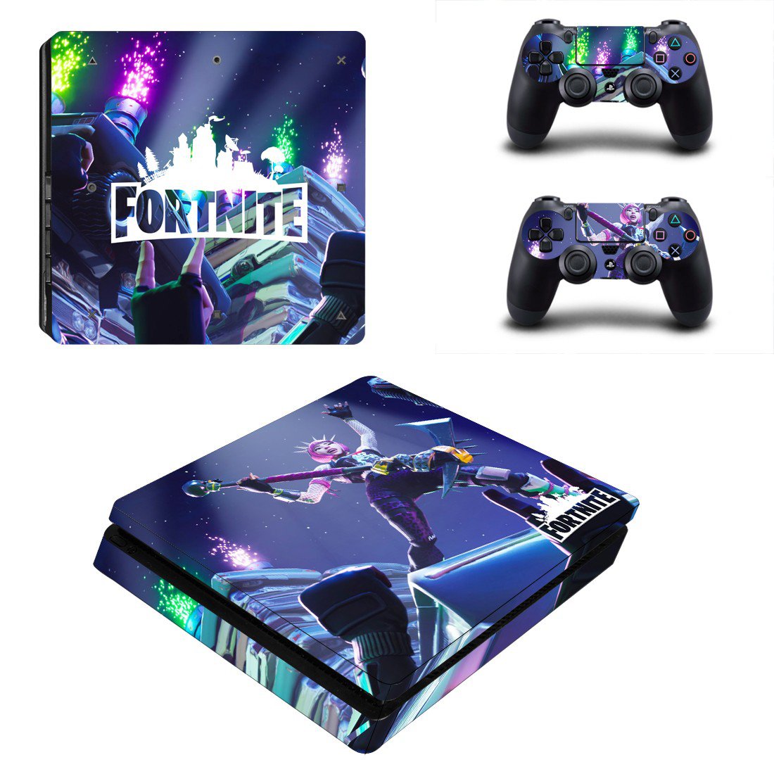 Fortinte decal skin sticker for PS4 Slim console and controllers