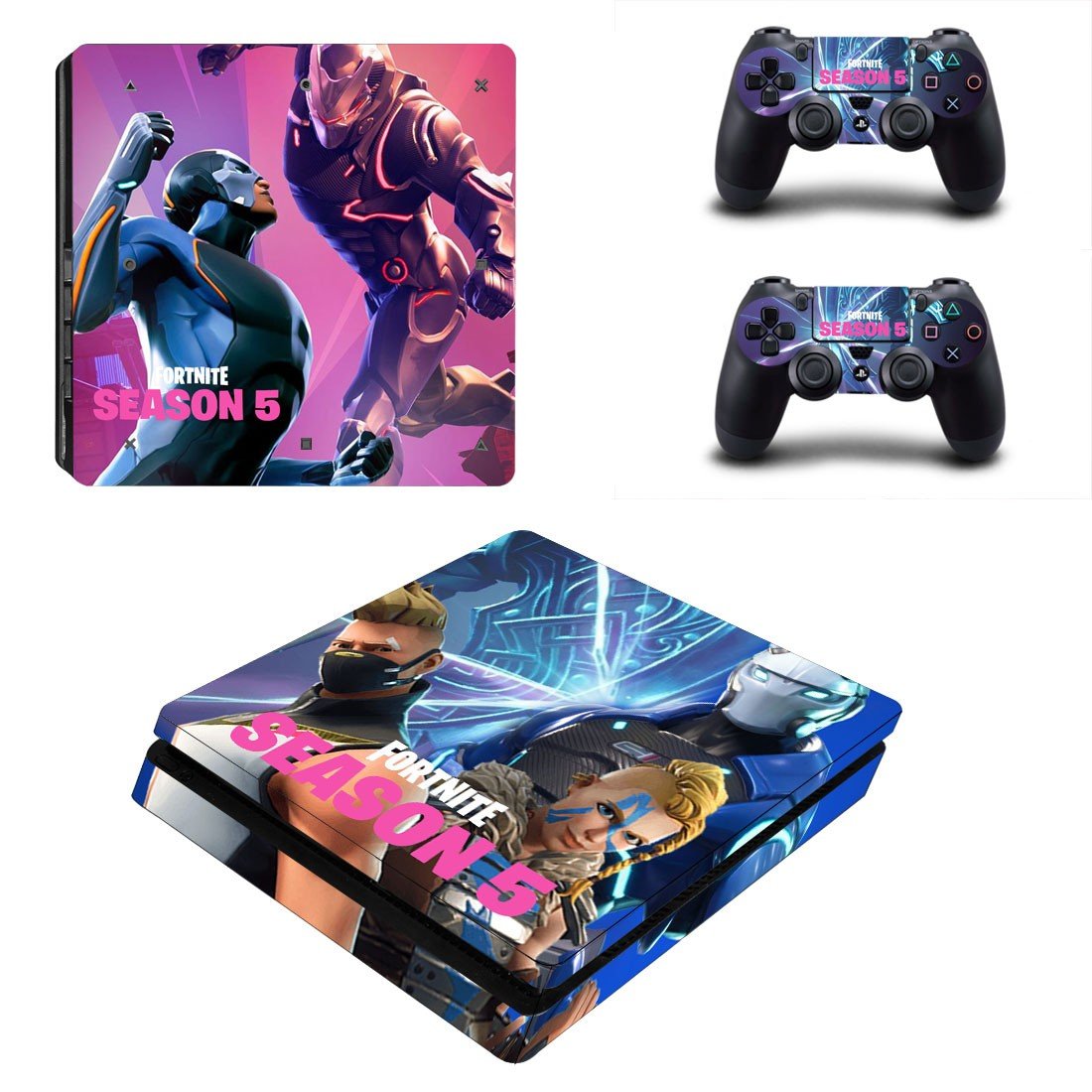 Fortnite decal skin sticker for PS4 Slim console and controllers