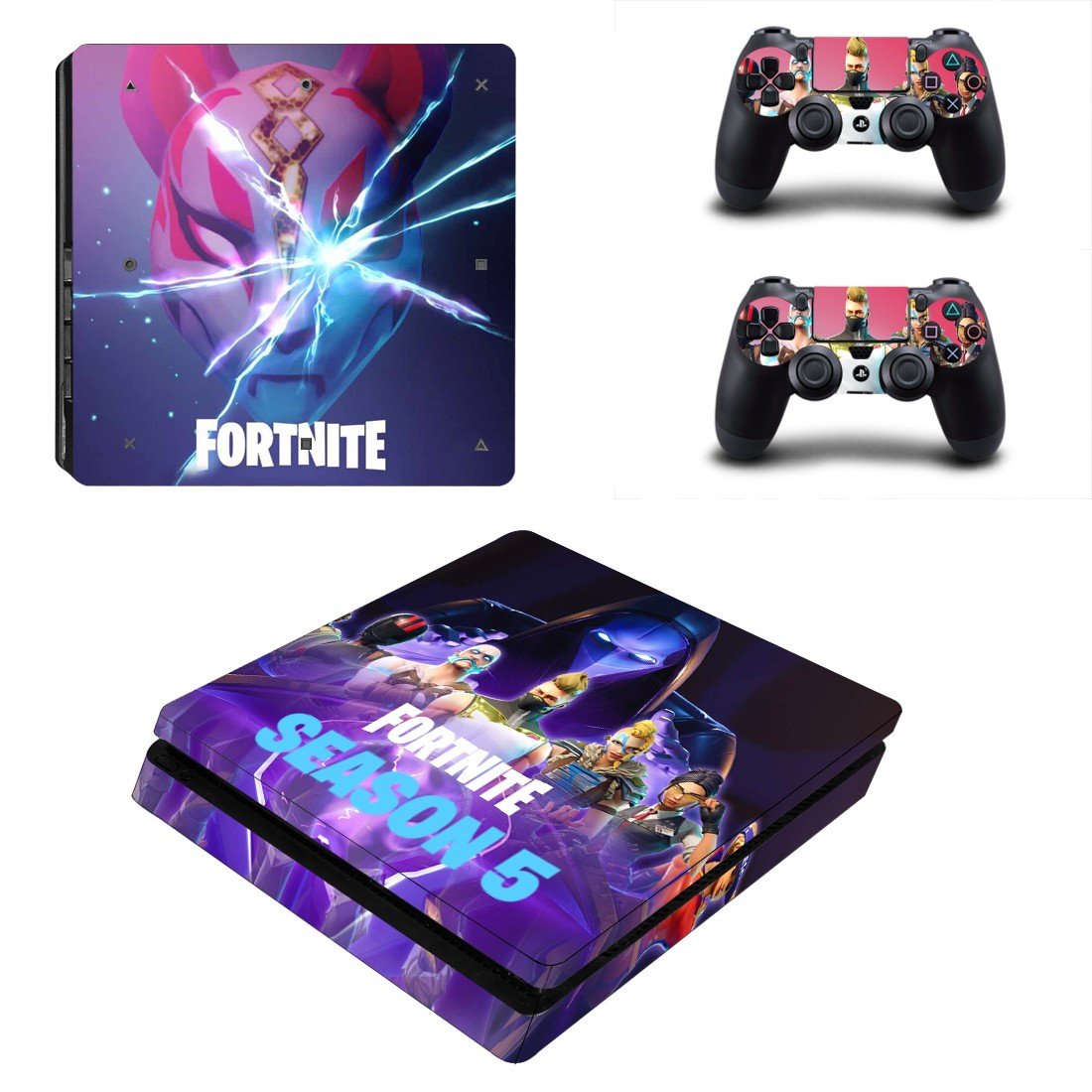Fortnite decal skin sticker for PS4 Slim console and controllers