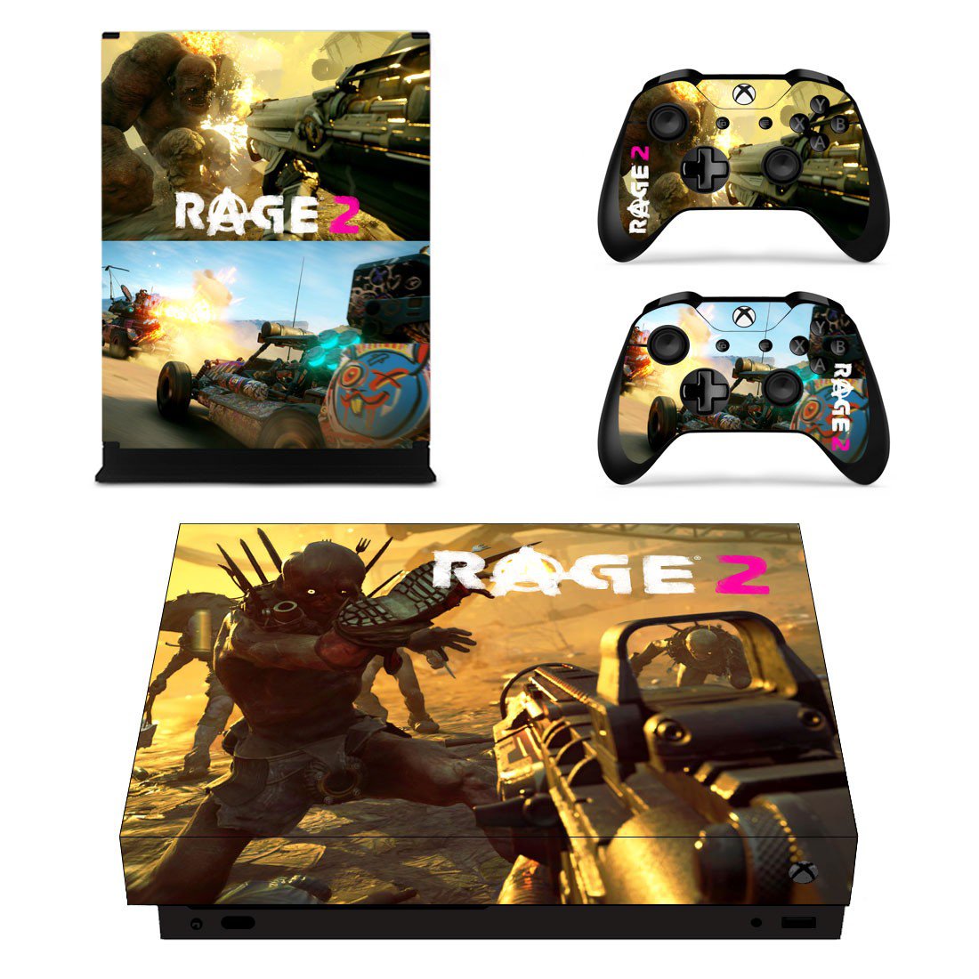 Rage 2 decal skin sticker for Xbox One X console and controllers