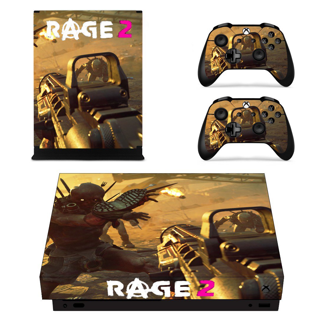 Rage 2 decal skin sticker for Xbox One X console and controllers