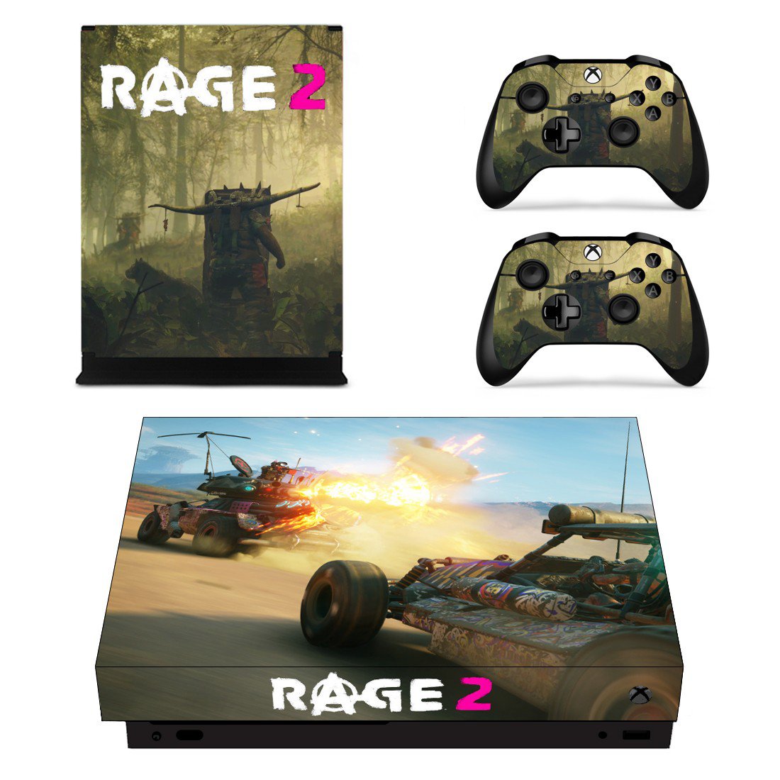 Rage 2 decal skin sticker for Xbox One X console and controllers