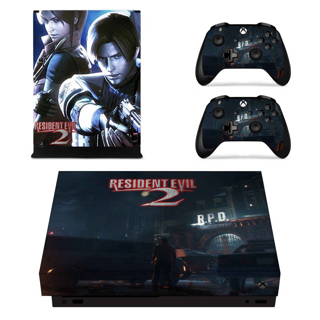 Resident Evil 2 decal skin sticker for Xbox One X console and controllers