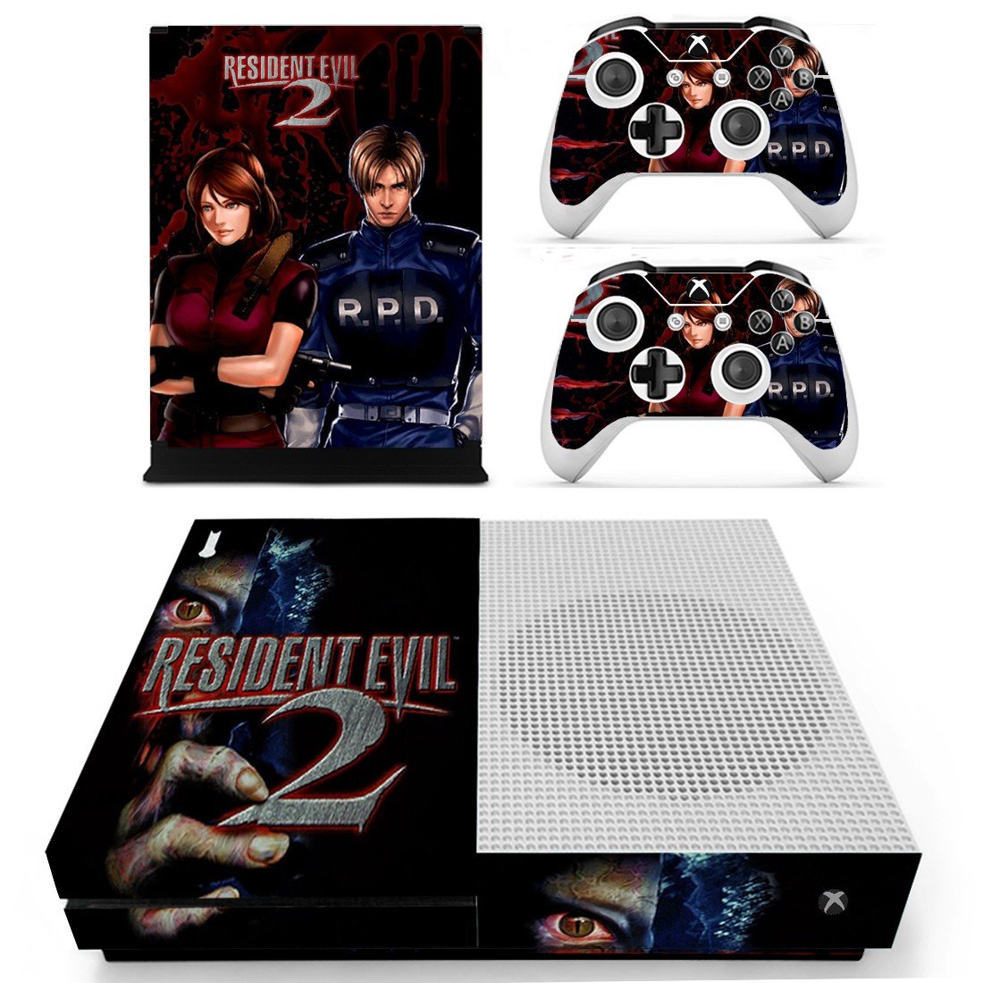 Resident Evil 2 decal skin sticker for Xbox One S console and controllers