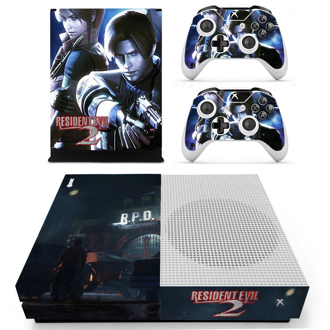 Resident Evil 2 decal skin sticker for Xbox One S console and controllers