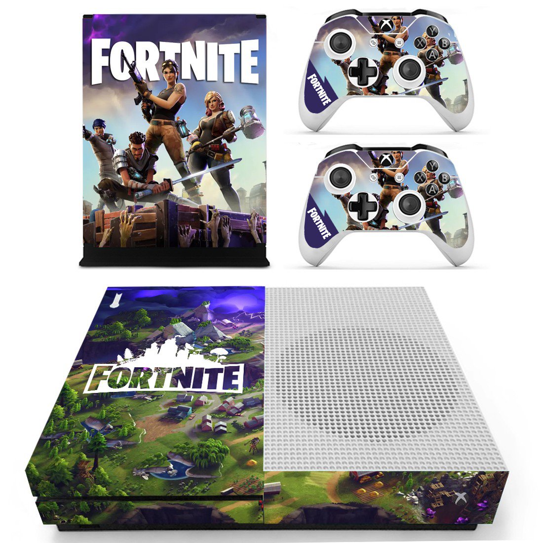 Fortnite decal skin sticker for Xbox One S console and controllers