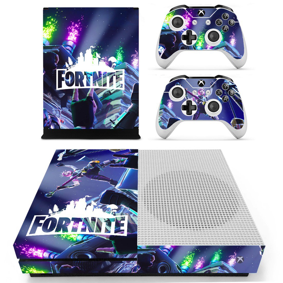 Fortnite decal skin sticker for Xbox One S console and controllers