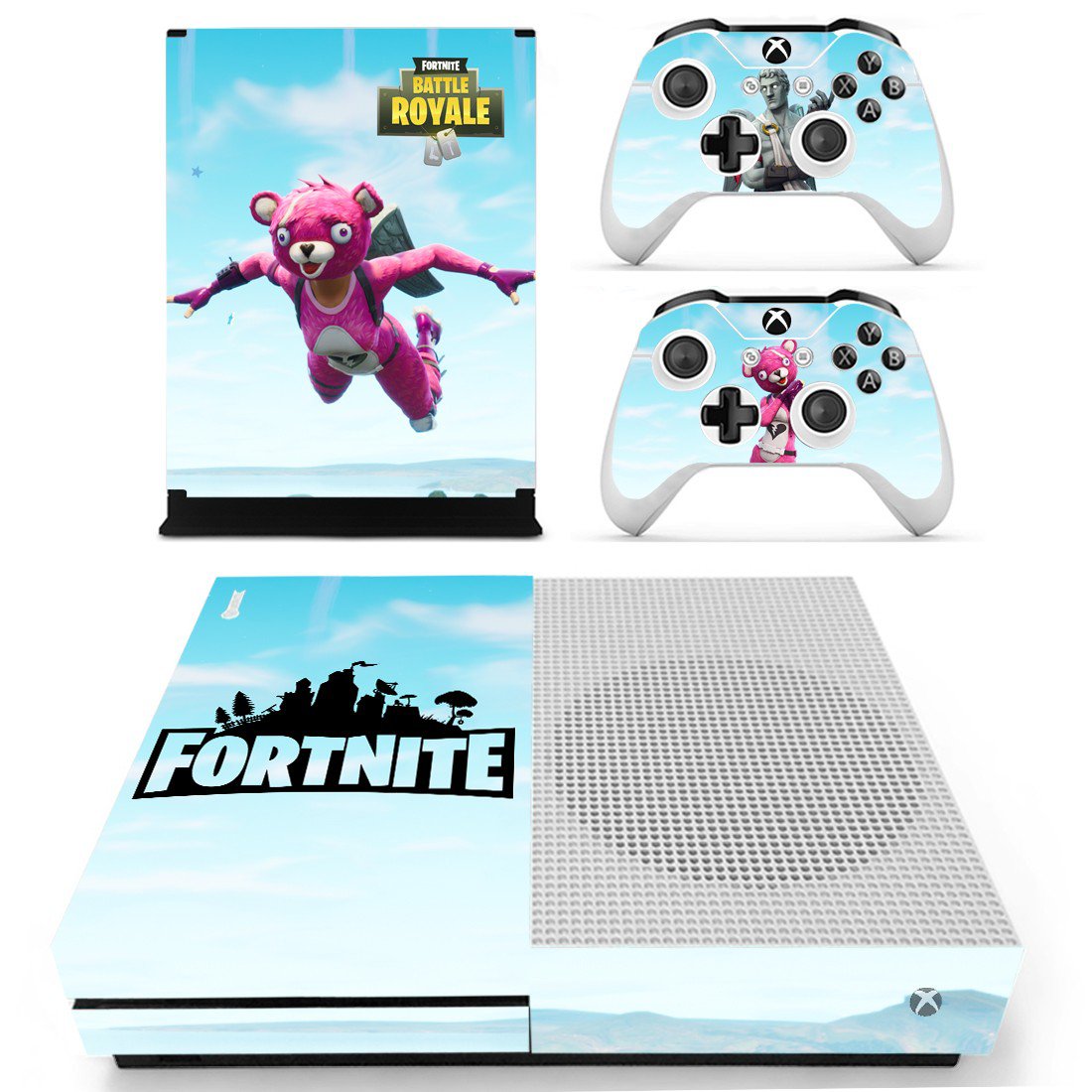 Fortnite battle royale decal skin sticker for Xbox One S console and controllers