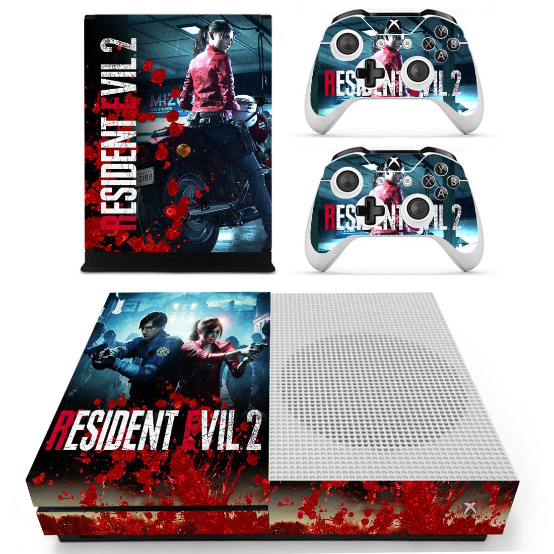 Resident Evil 2 decal skin sticker for Xbox One S console and controllers