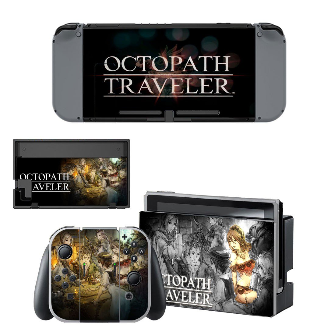 Octopath Traveller decal skin sticker for Nintendo Switch console and controllers