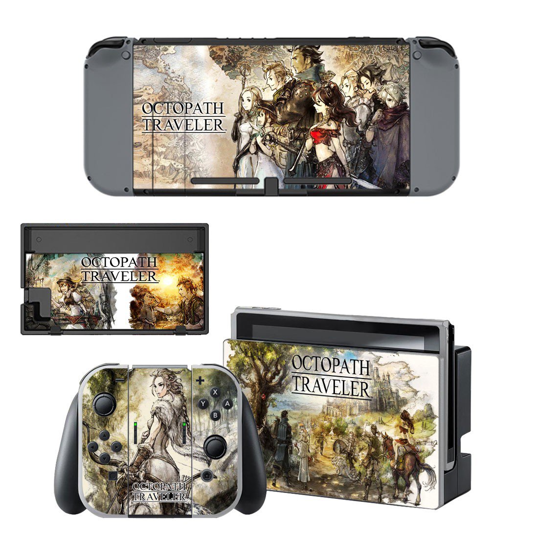 Octopath Traveller decal skin sticker for Nintendo Switch console and controllers