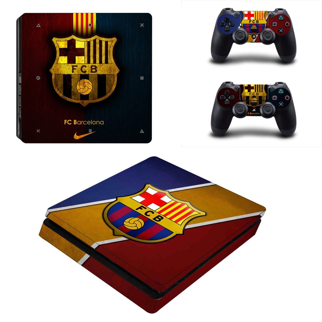 FC Barcelona decal skin sticker for PS4 Slim console and controllers