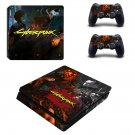 Cyberpunk decal skin sticker for PS4 Slim console and controllers