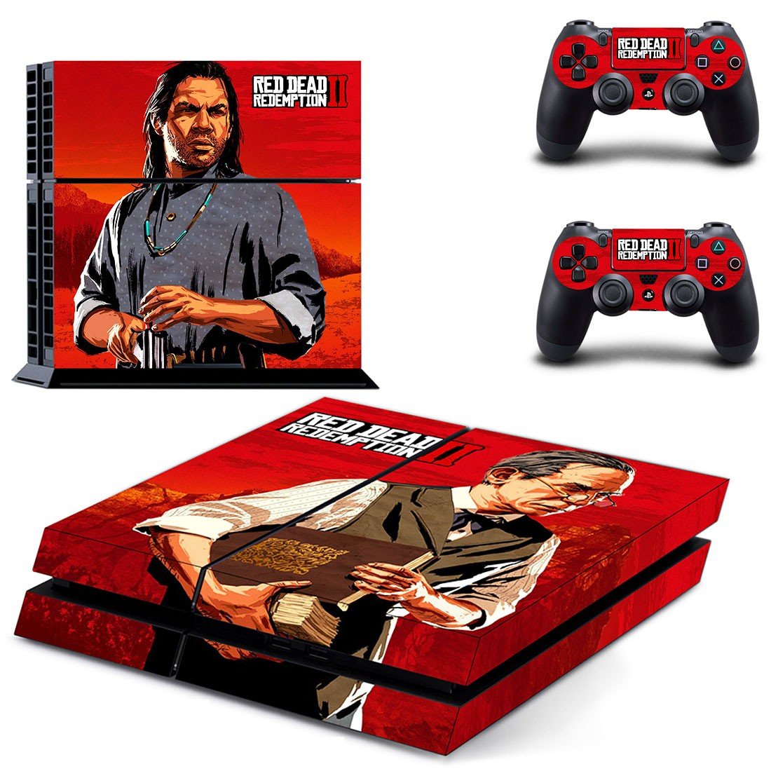 Red Dead Redemption 2 decal skin sticker for PS4 console and controllers