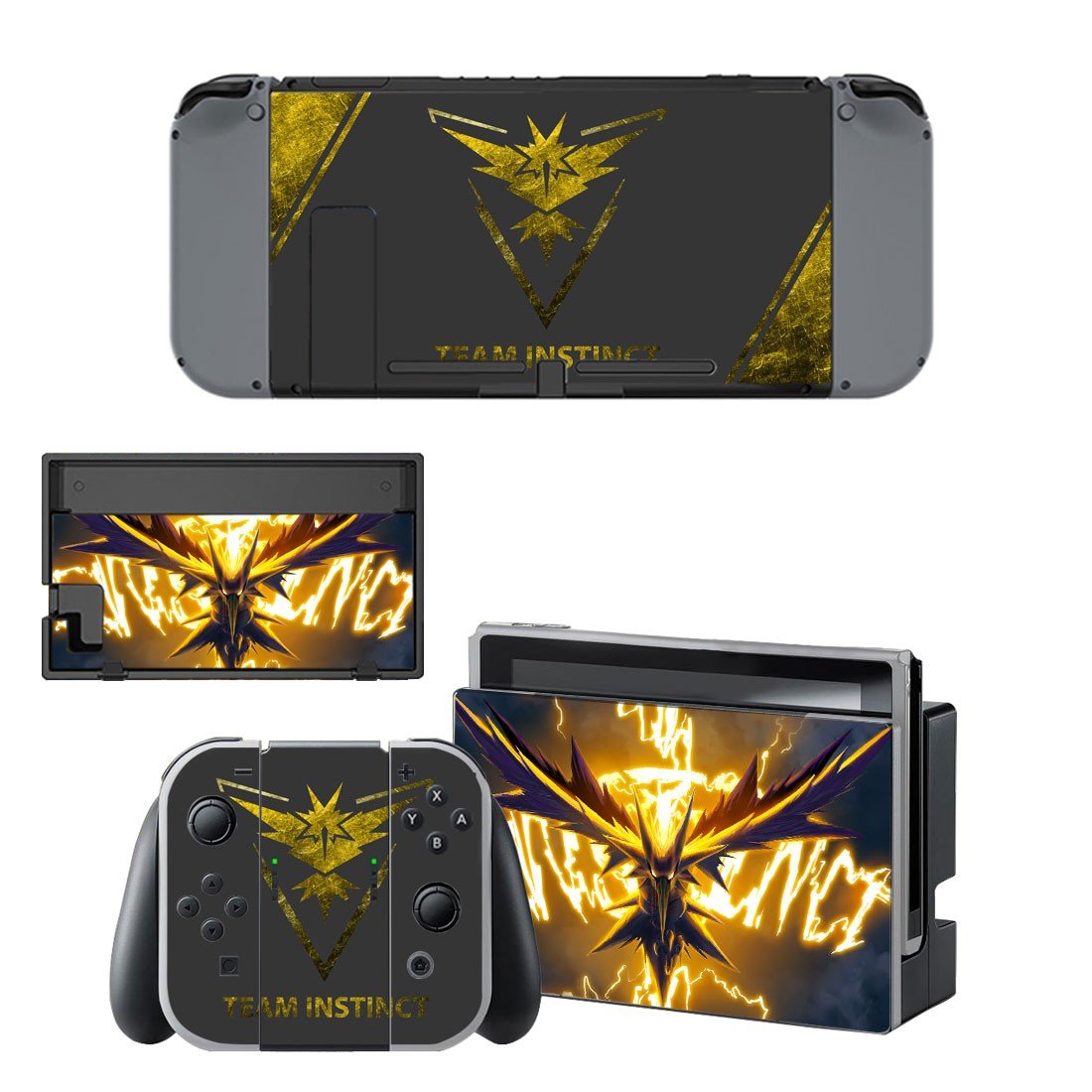 Pokemon Go Team Instinct decal skin sticker for Nintendo Switch console and controllers