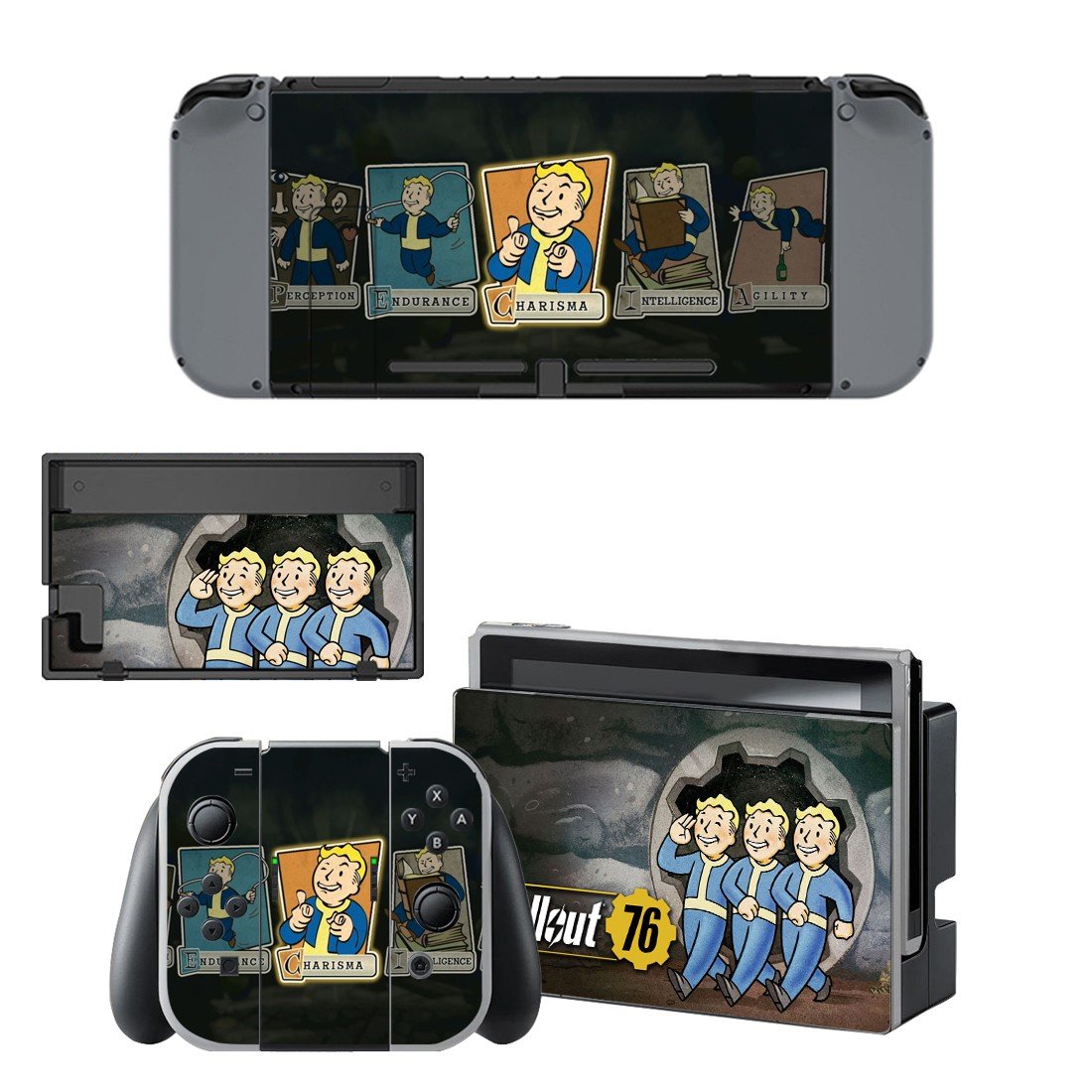 Fallout 76 decal skin sticker for Nintendo Switch console and controllers