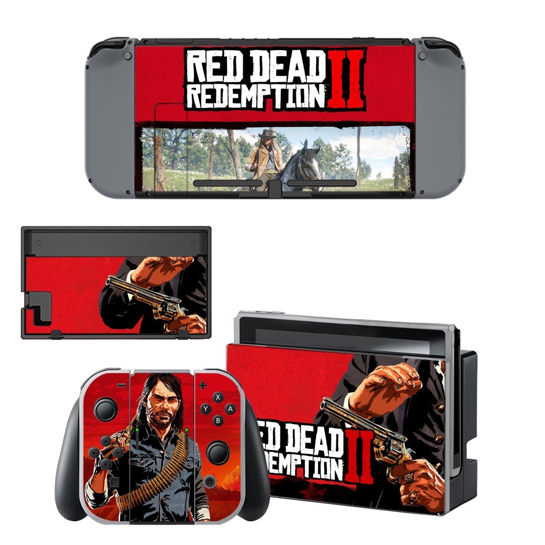 Red Dead Redemption 2 decal skin sticker for Nintendo Switch console and controllers