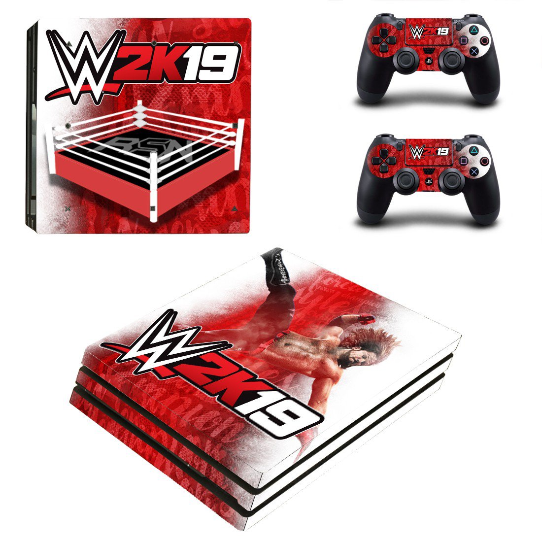 WWE 2K19 decal skin sticker for PS4 Pro console and controllers