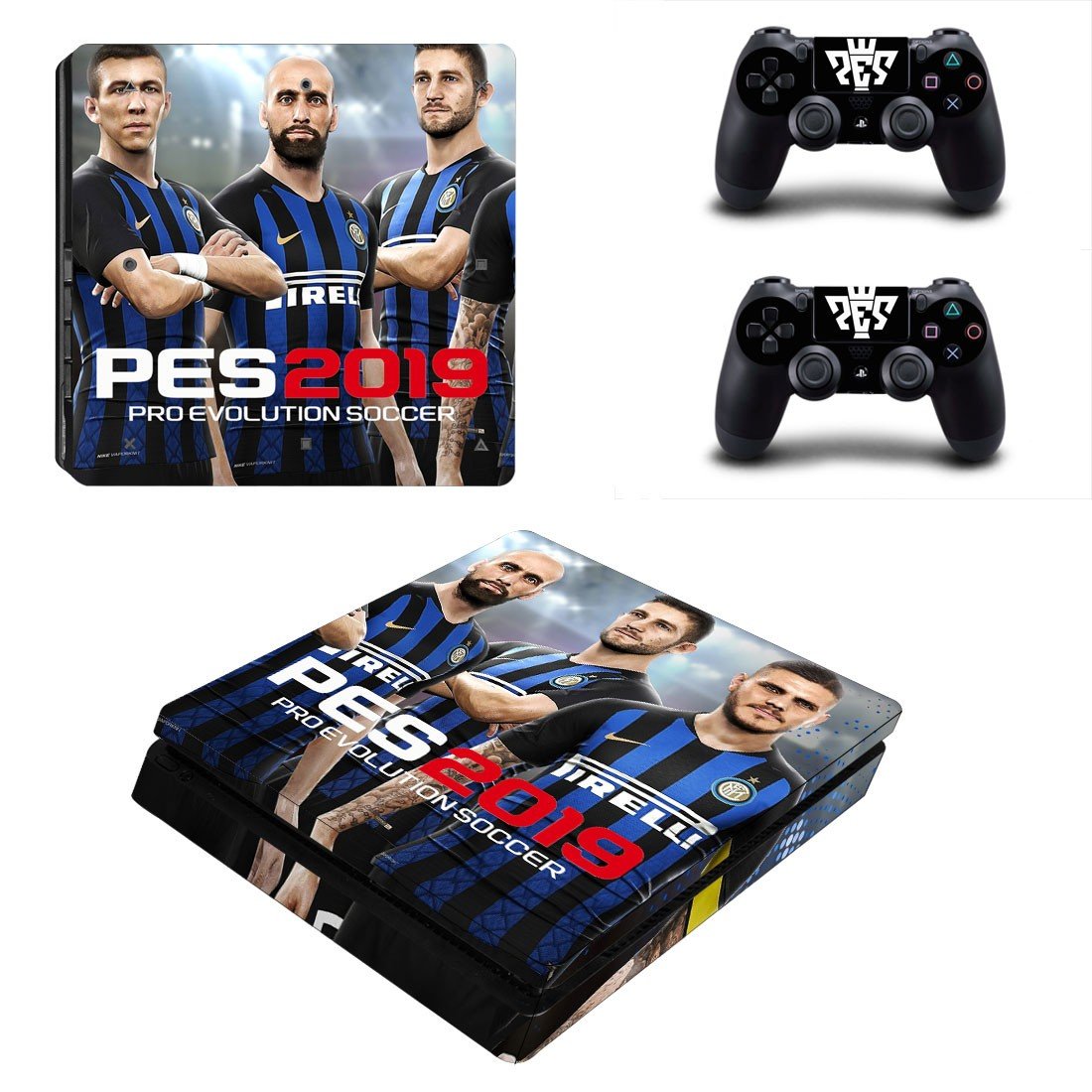 PES 2019 decal skin sticker for PS4 Slim console and controllers
