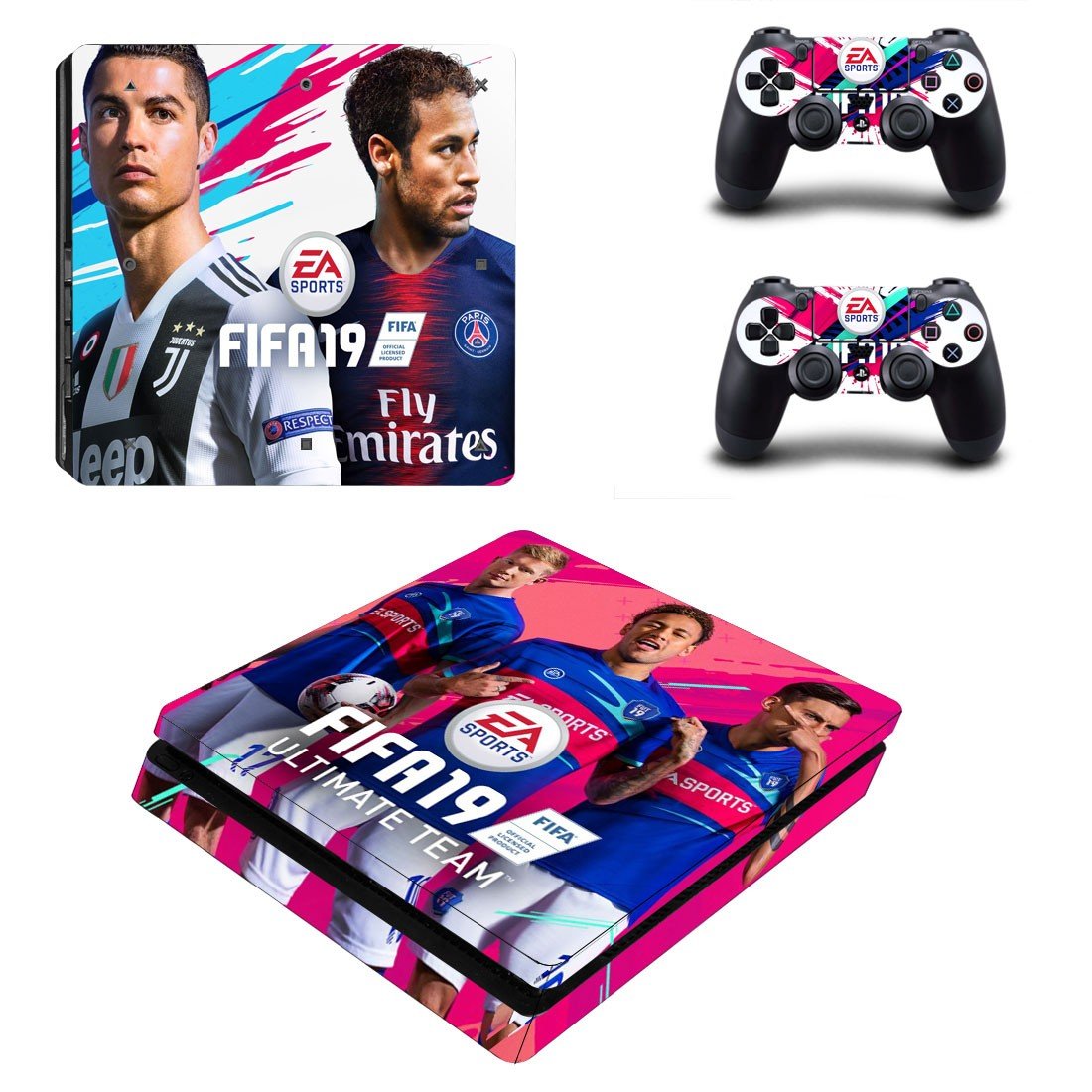FIFA 19 decal skin sticker for PS4 Slim console and controllers