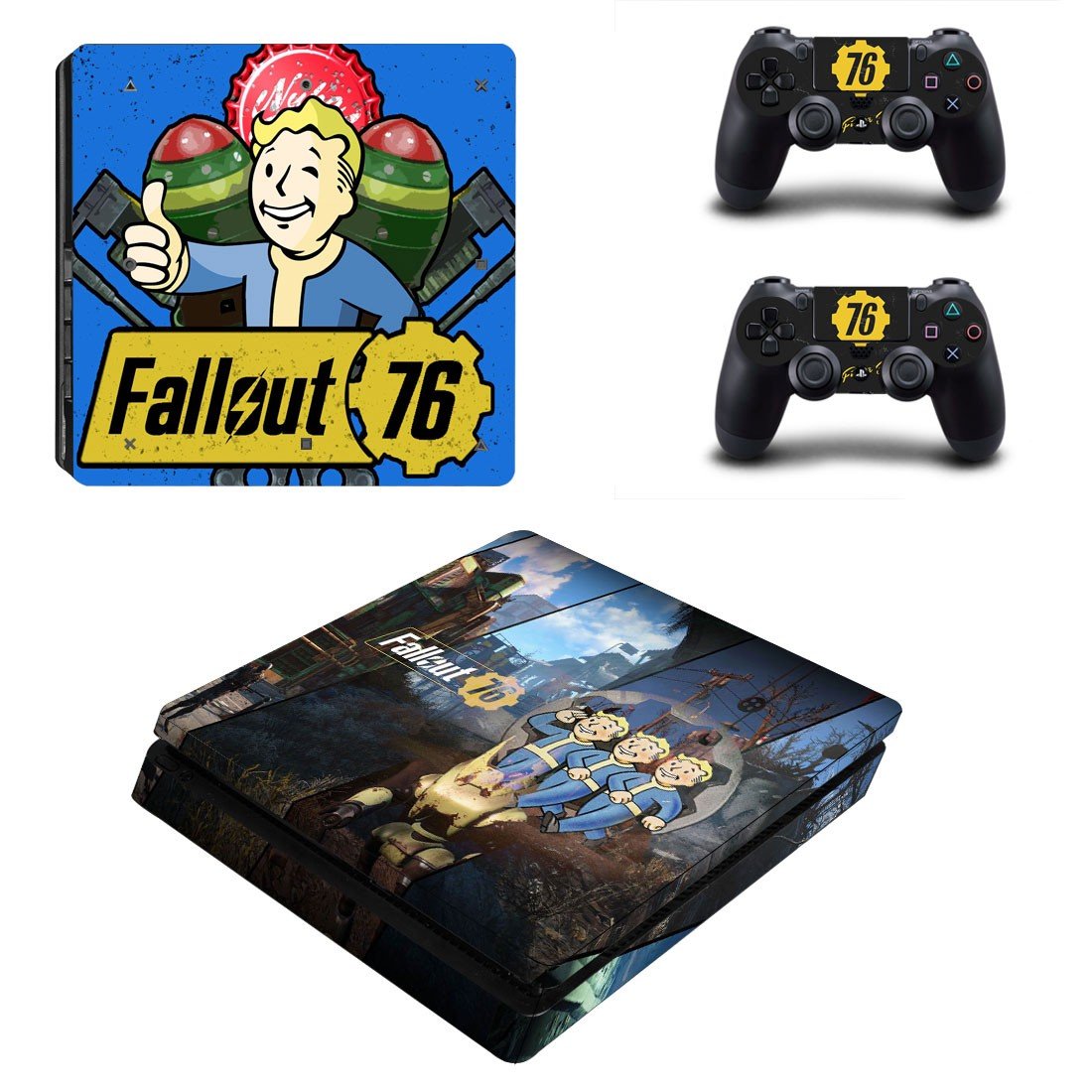 Fallout 76 decal skin sticker for PS4 Slim console and controllers