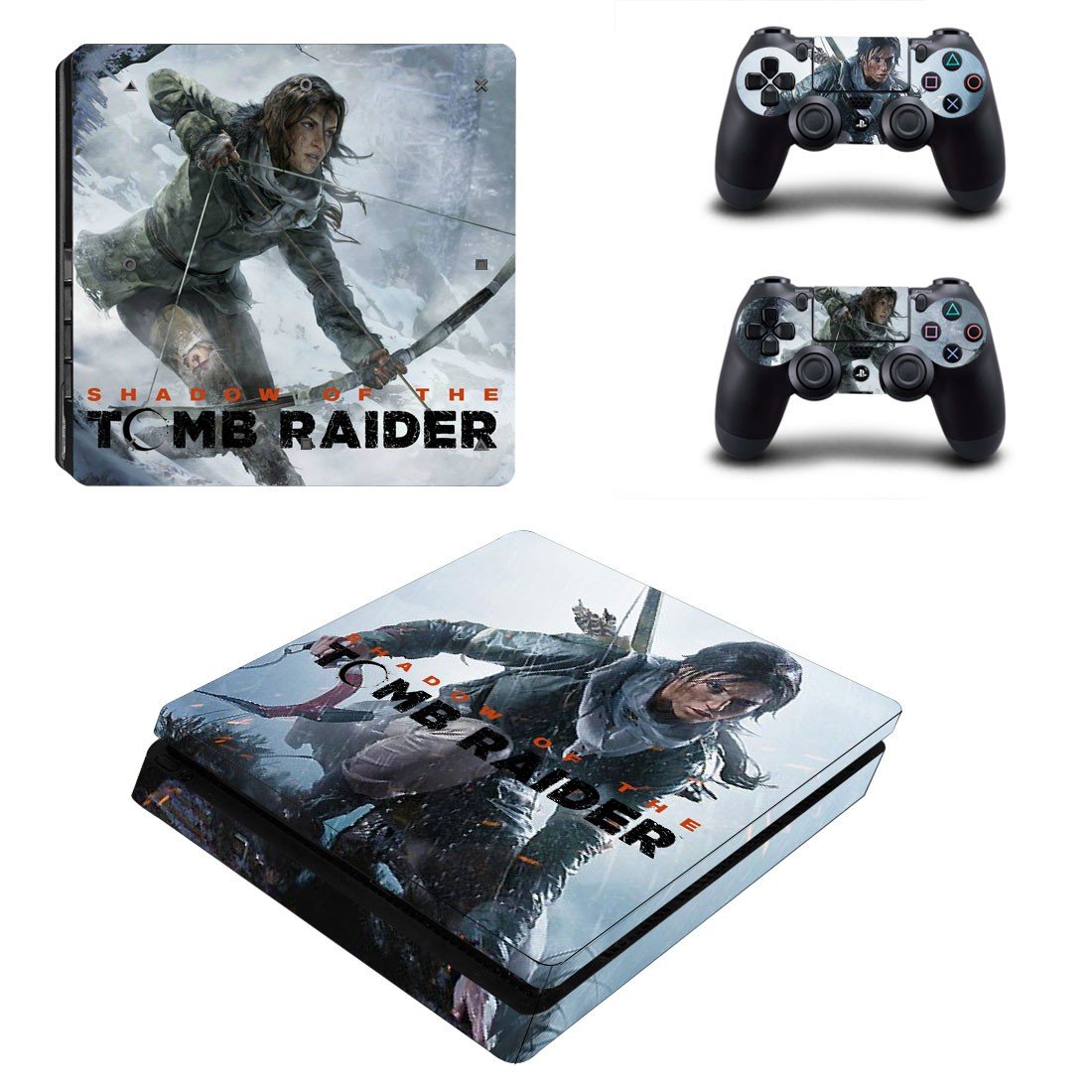 Tomb Raider decal skin sticker for PS4 Slim console and controllers