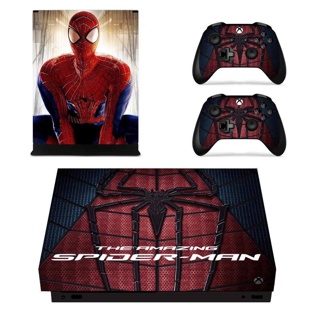 Spider Man decal skin sticker for Xbox One X console and controllers