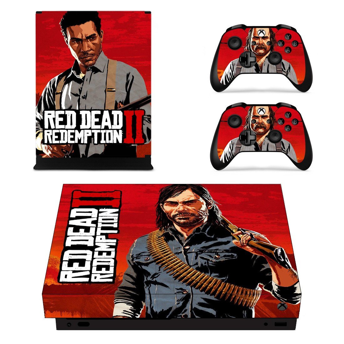 Red Dead Redemption 2 decal skin sticker for Xbox One X console and controllers
