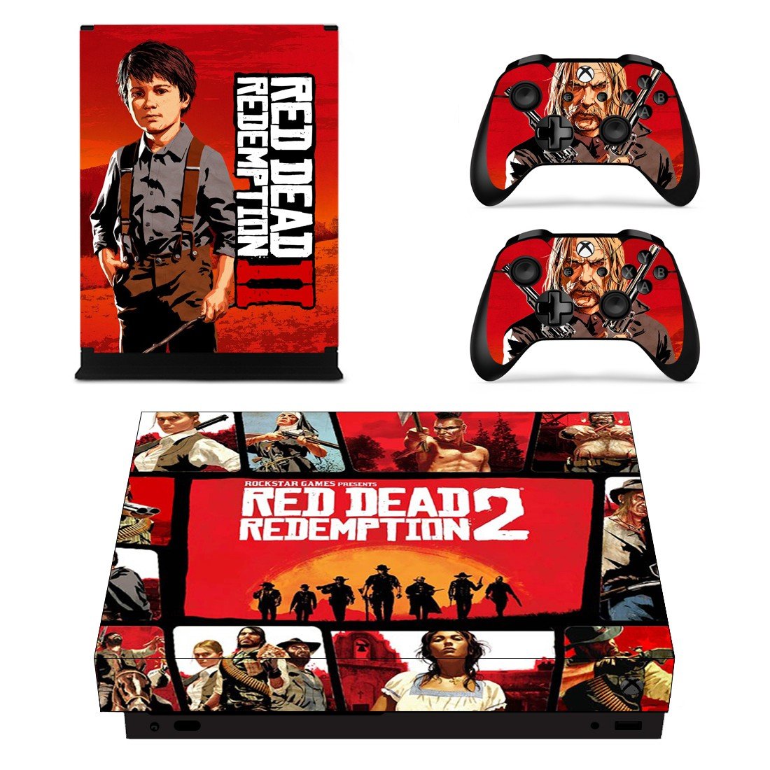 Red Dead Redemption 2 decal skin sticker for Xbox One X console and controllers