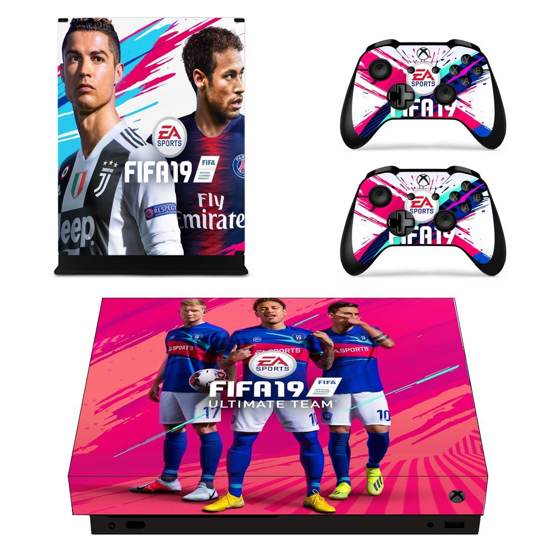FIFA 19 decal skin sticker for Xbox One X console and controllers