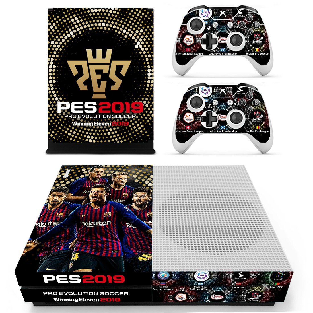 PES 2019 decal skin sticker for Xbox One S console and controllers