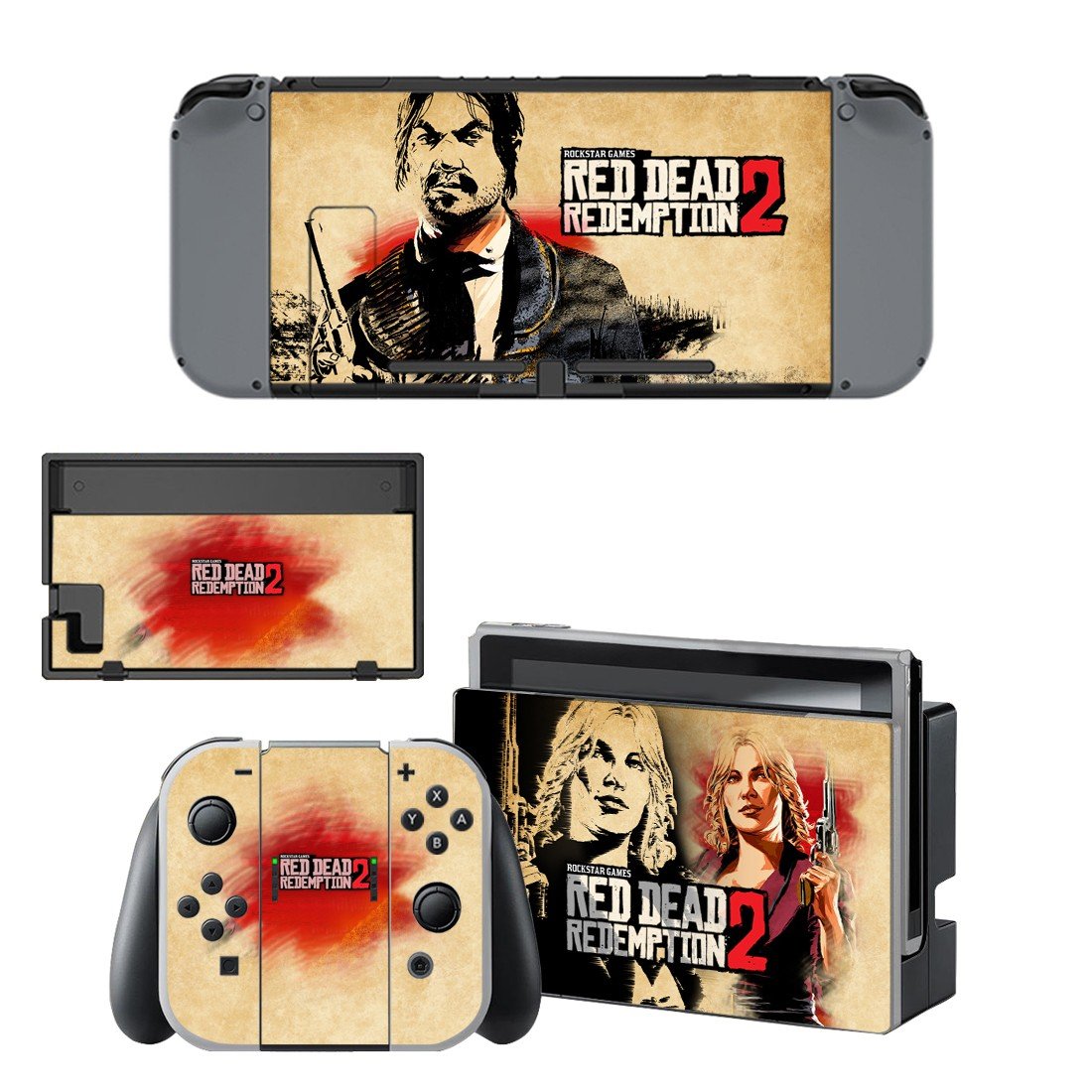 Red Dead Redemption 2 decal skin sticker for Nintendo Switch console and controllers