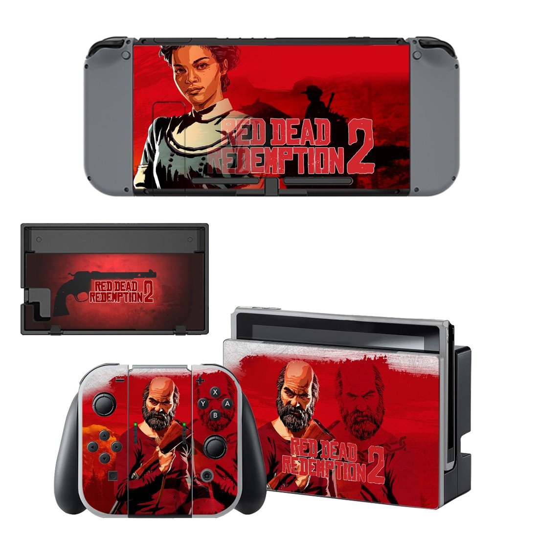 Red Dead Redemption 2 decal skin sticker for Nintendo Switch console and controllers