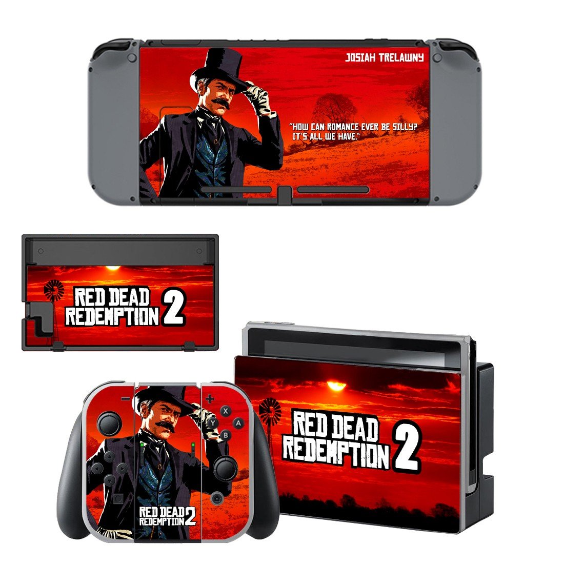 Red Dead Redemption 2 decal skin sticker for Nintendo Switch console and controllers