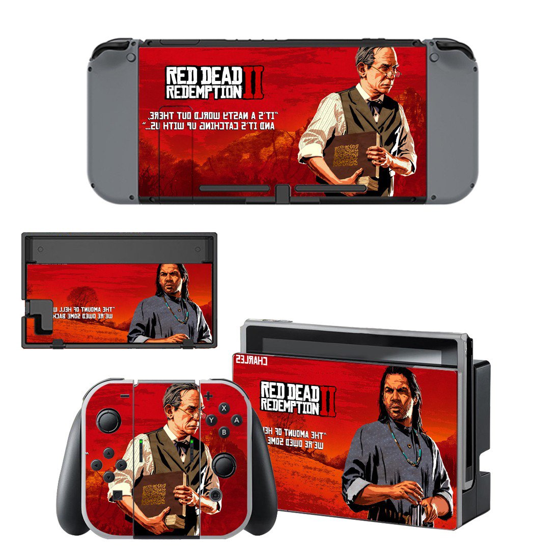 Red Dead Redemption 2 decal skin sticker for Nintendo Switch console and controllers