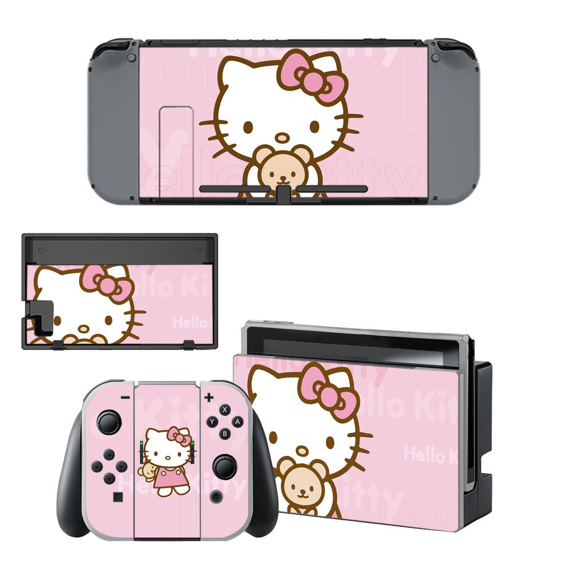 Hello Kitty decal skin sticker for Nintendo Switch console and controllers