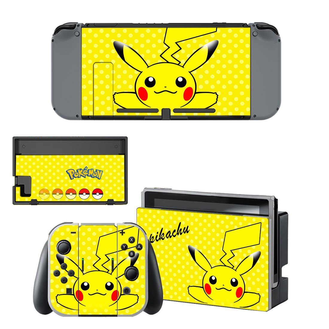 Pokemon go pikachu decal skin sticker for Nintendo Switch console and controllers