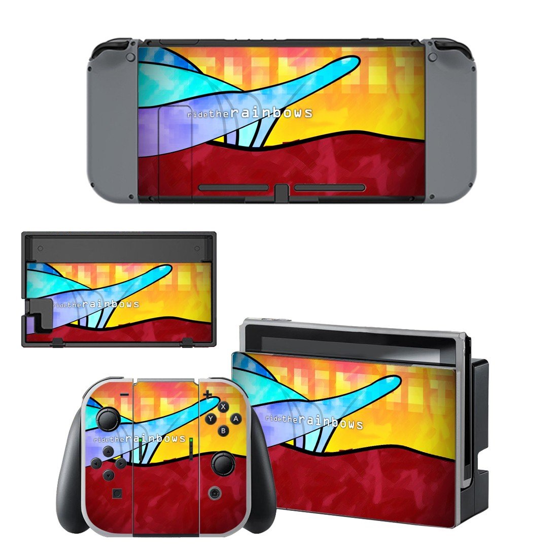 Ride the rainbows decal skin sticker for Nintendo Switch console and controllers