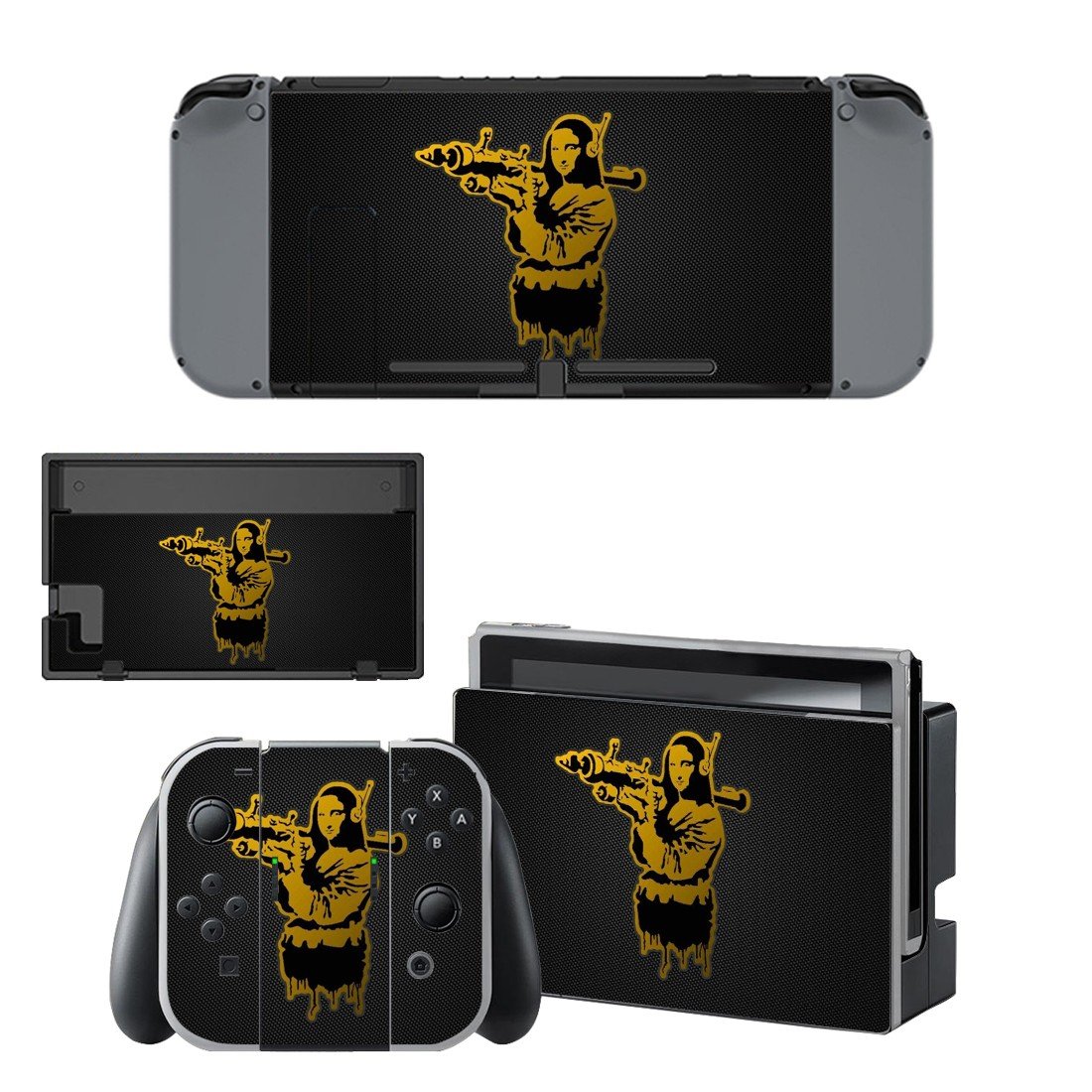 Mona lisa with bazooka decal skin sticker for Nintendo Switch console and controllers