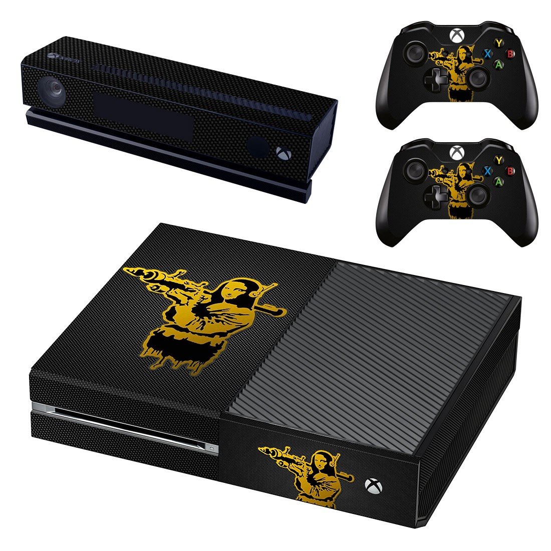 Mona lisa with bazooka decal skin sticker for Xbox One console and controllers