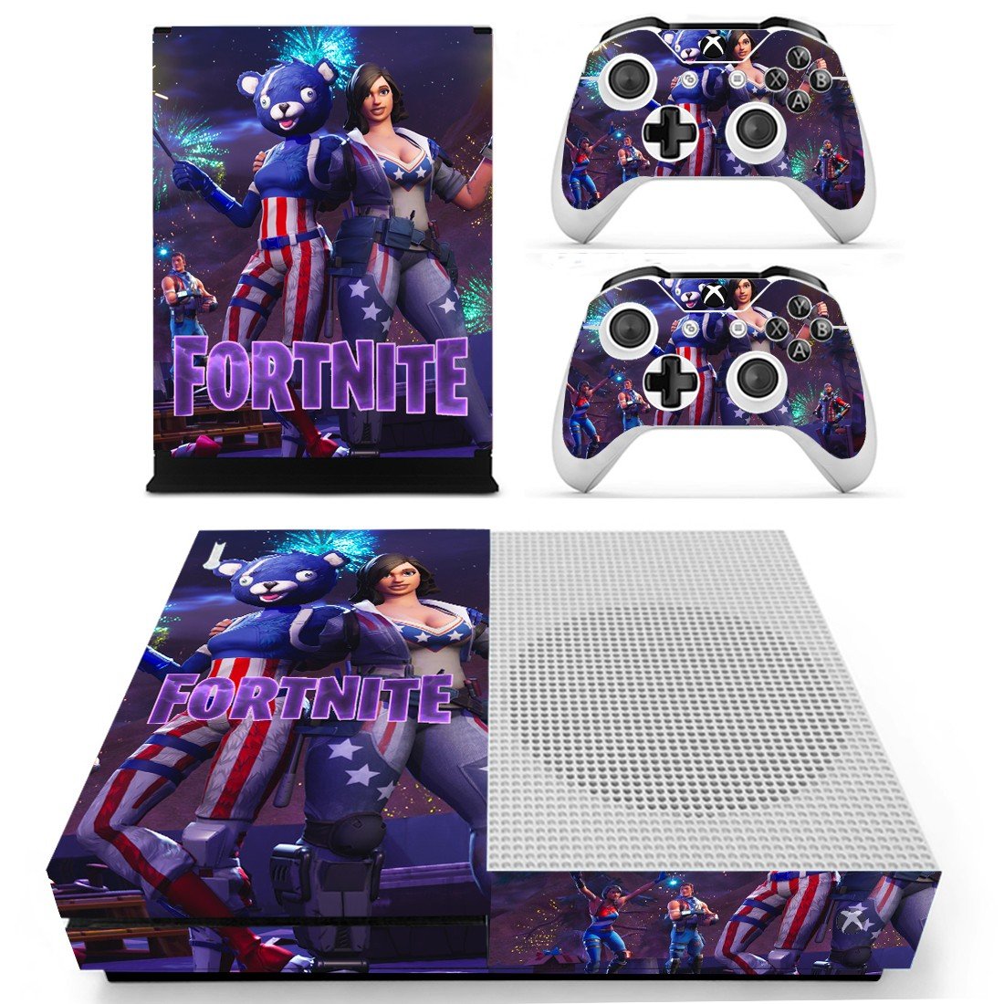 Fortnite decal skin sticker for Xbox One S console and controllers