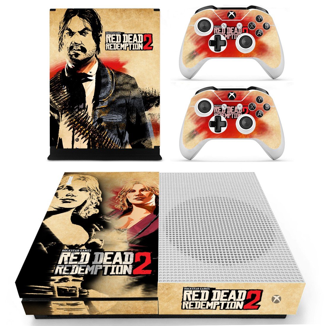 Red Dead Redemption 2 decal skin sticker for Xbox One S console and controllers