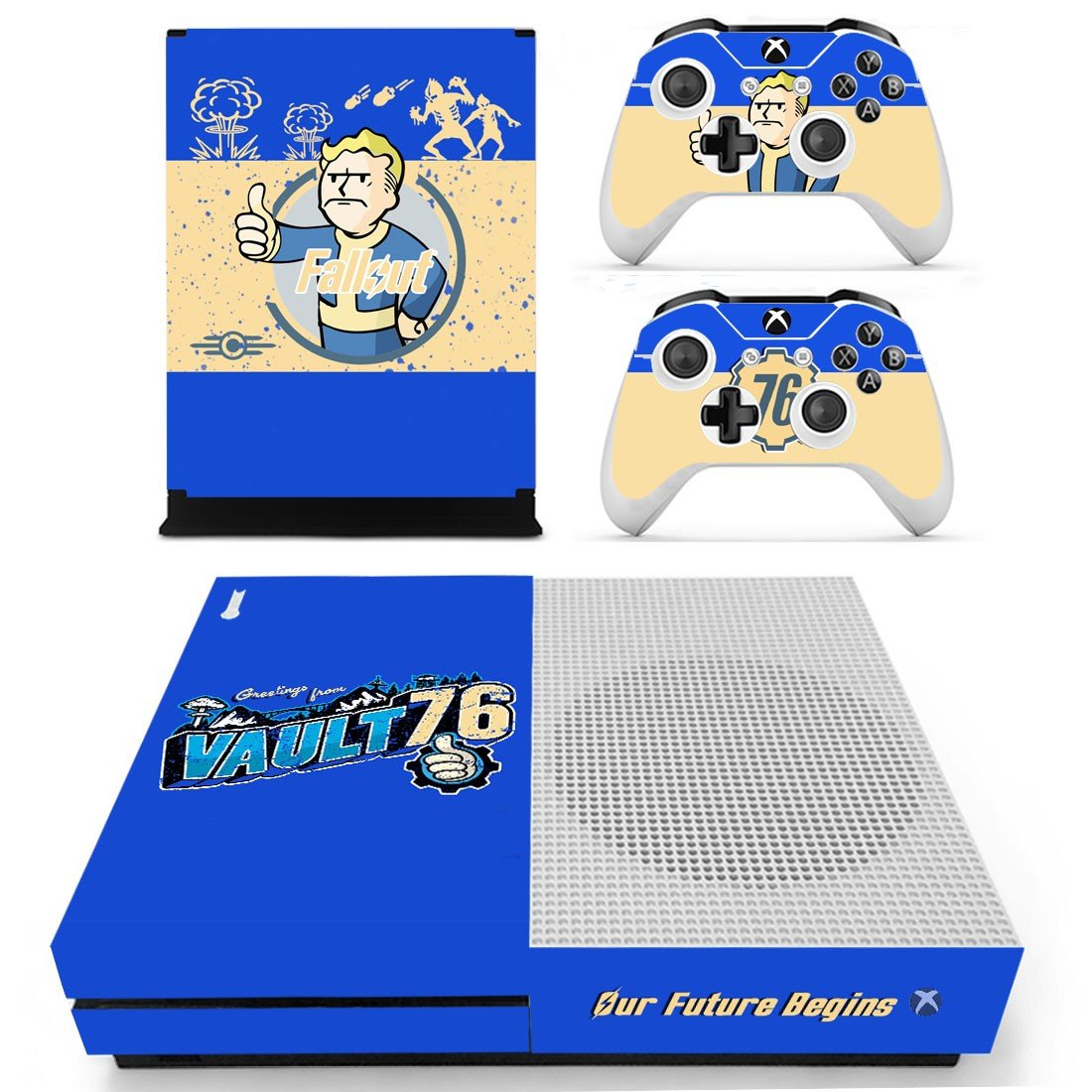 Fallout 76 decal skin sticker for Xbox One S console and controllers