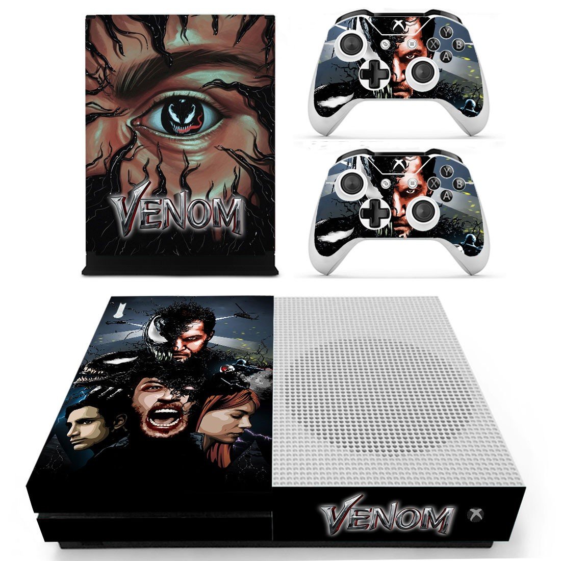 Venom decal skin sticker for Xbox One S console and controllers