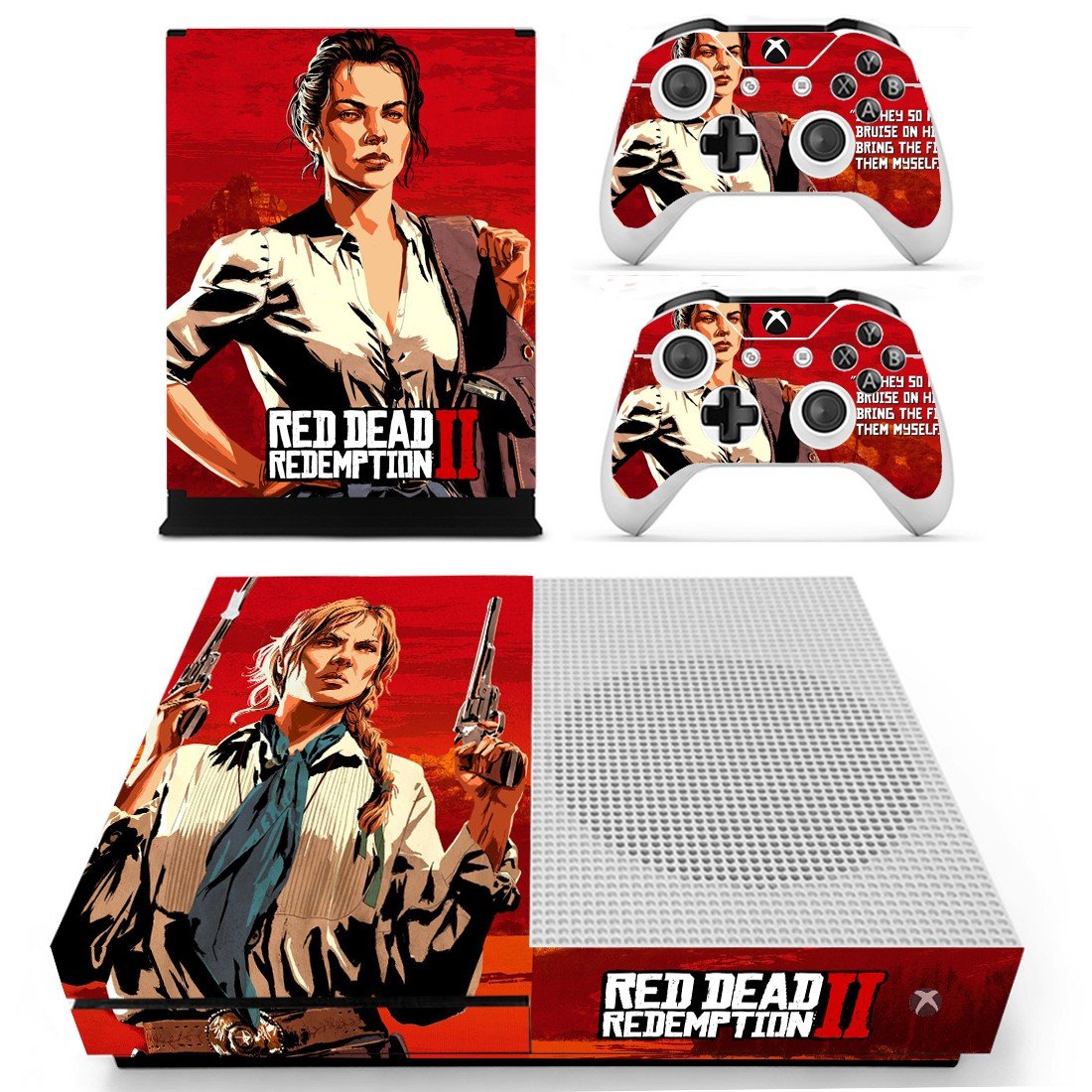 Red Dead Redemption 2 decal skin sticker for Xbox One S console and controllers