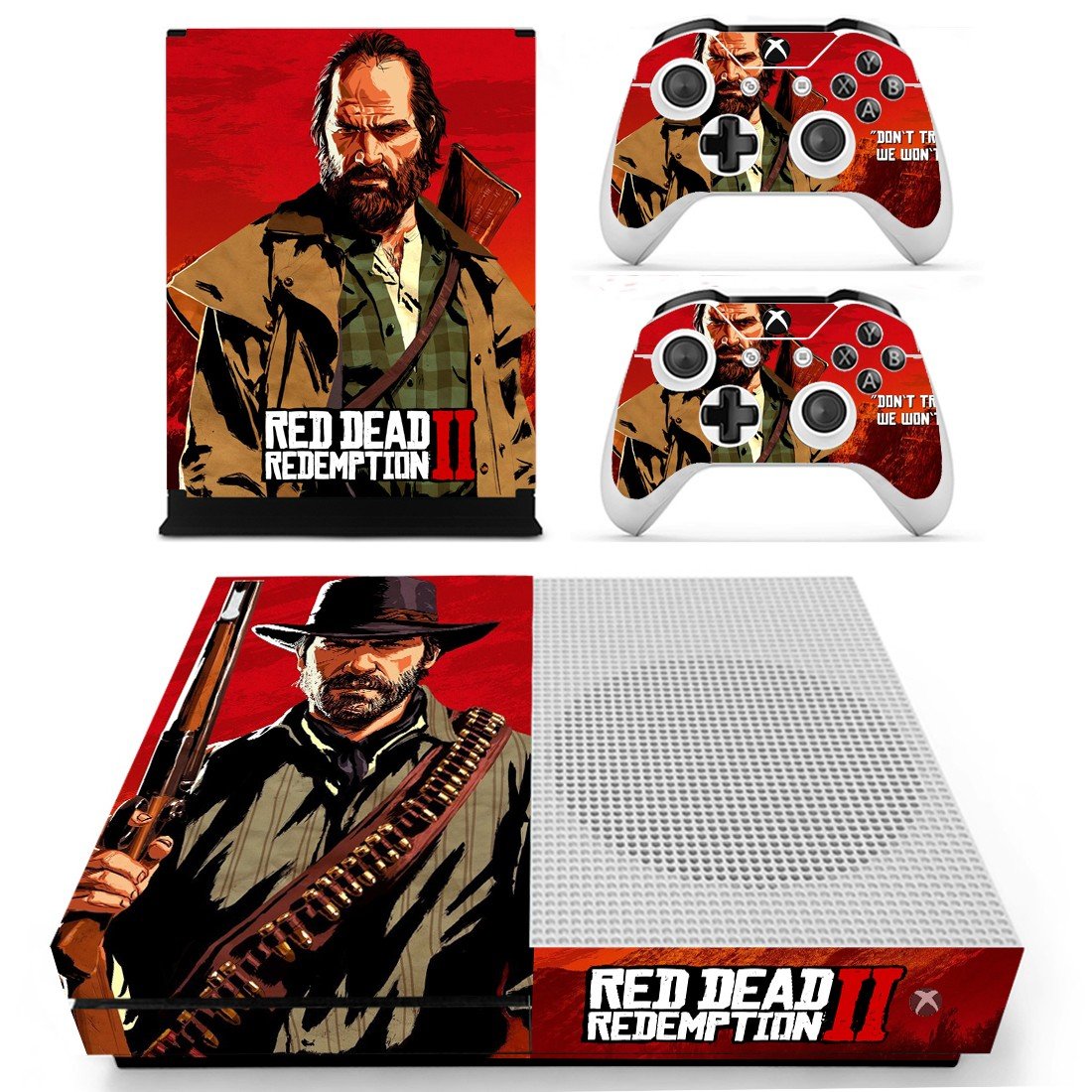 Red Dead Redemption 2 decal skin sticker for Xbox One S console and controllers