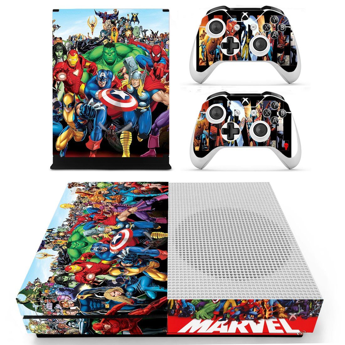 Super Heroes decal skin sticker for Xbox One S console and controllers