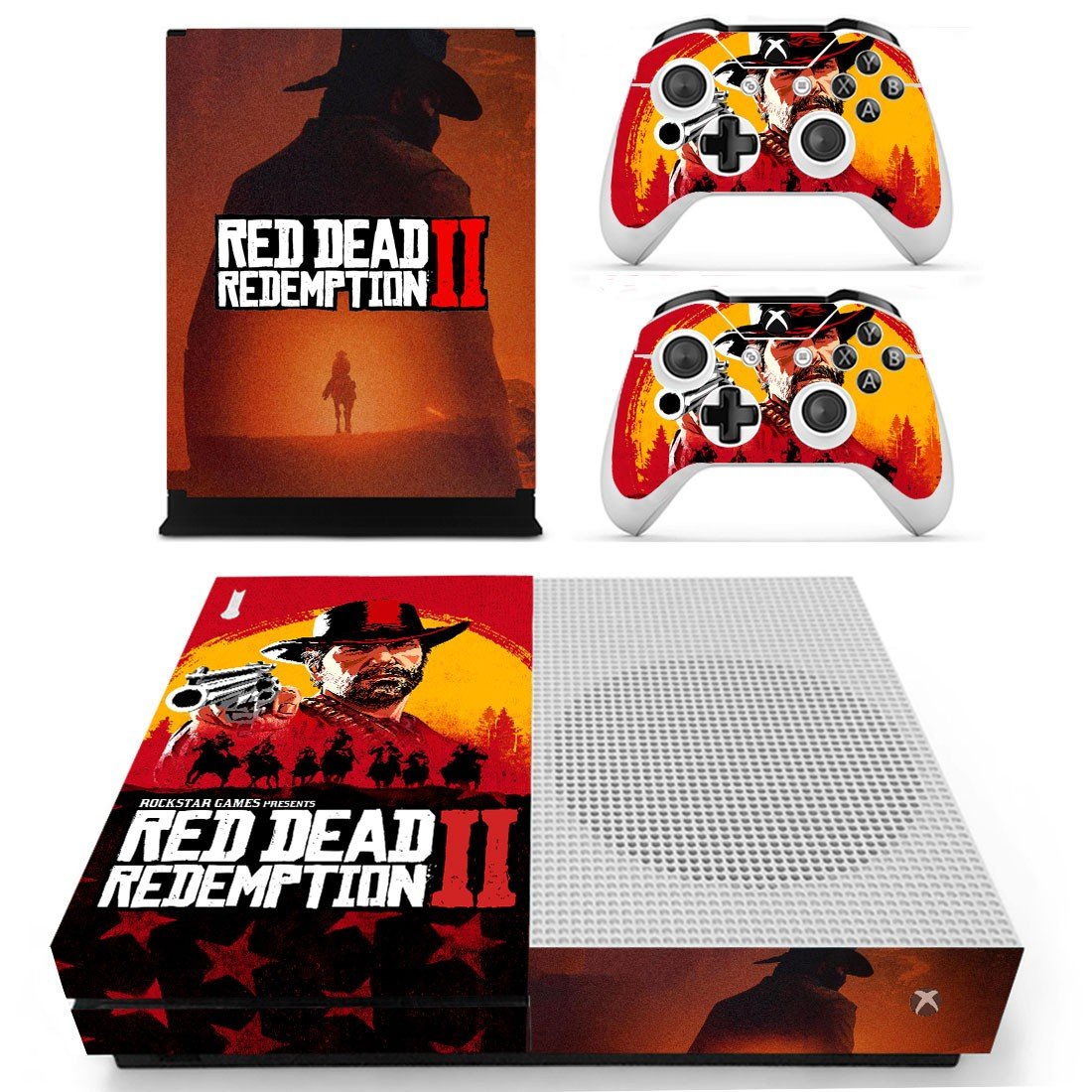 Red Dead Redemption 2 decal skin sticker for Xbox One S console and controllers