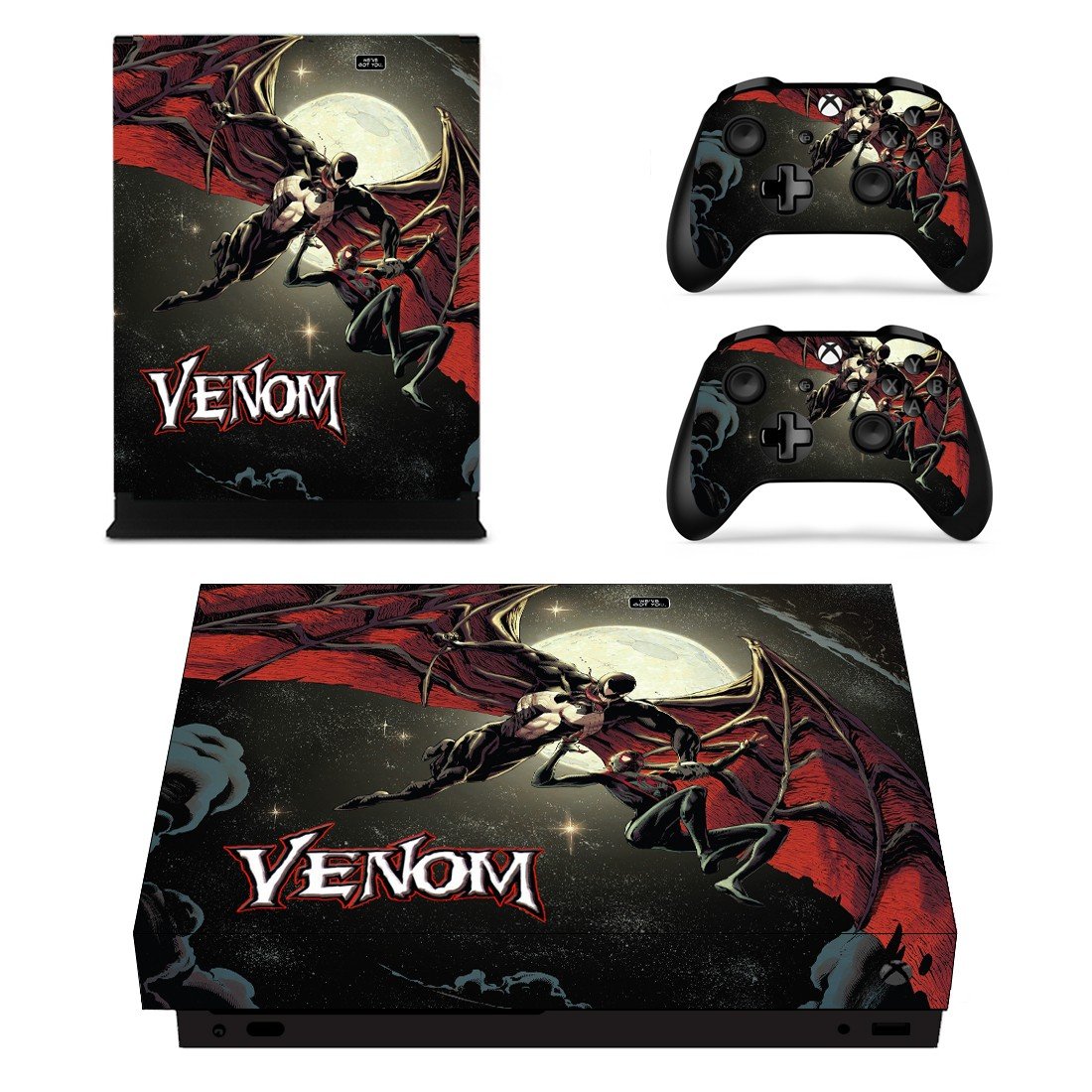 Venom decal skin sticker for Xbox One X console and controllers