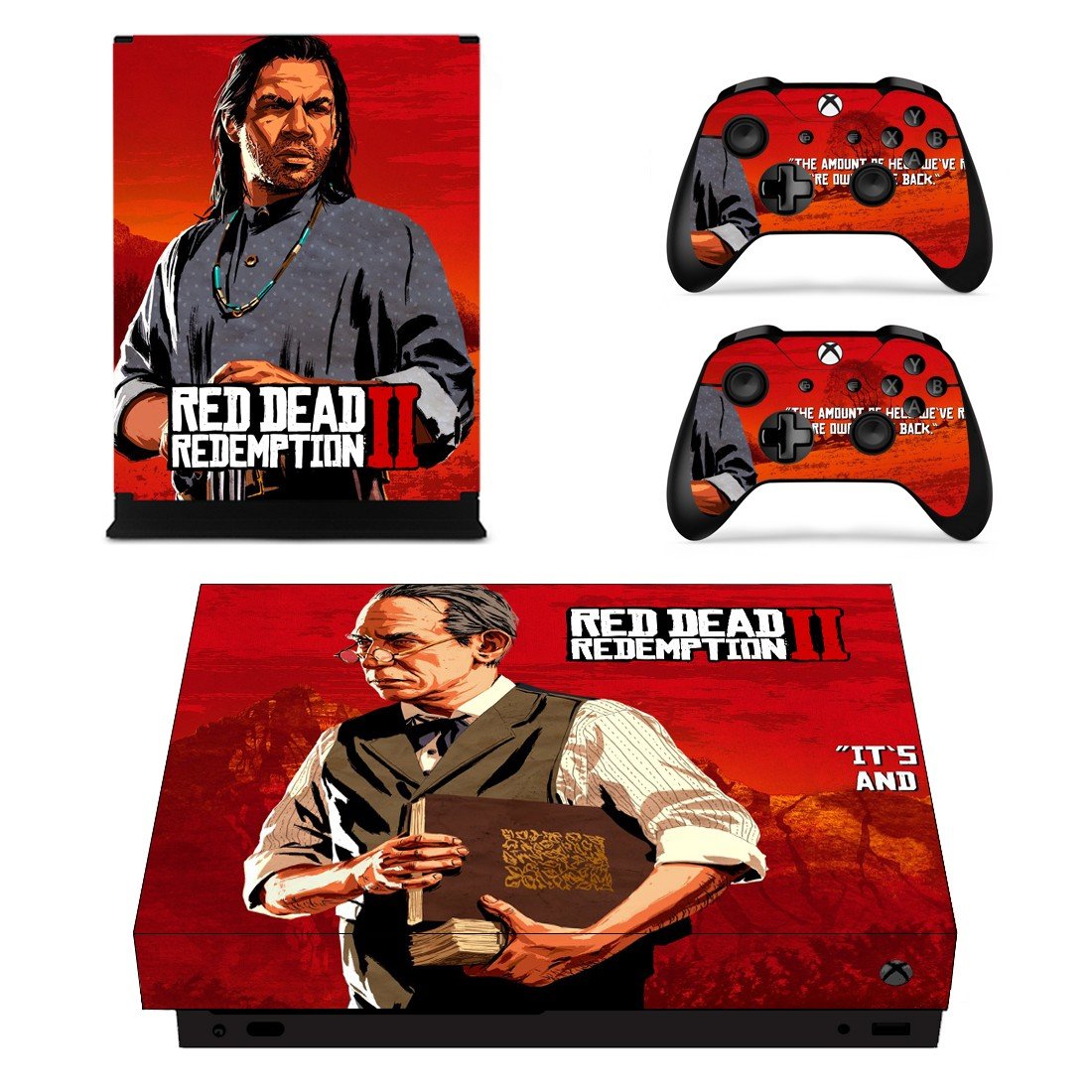 Red Dead Redemption 2 decal skin sticker for Xbox One X console and controllers
